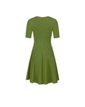 Robe d'automne verte avec fils lurex |  - 1