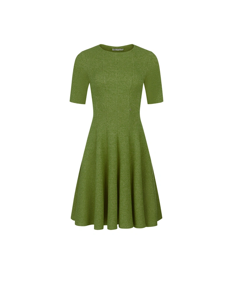 Autumn dress in green with lurex threads | All products