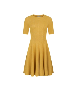 Rochie de toamnă cu fire de lurex în culoarea muștarului | Rochii si Salopete | Dikastore.ro Rochie de toamnă cu fire de lurex în culoarea muștarului | Rochii si Salopete