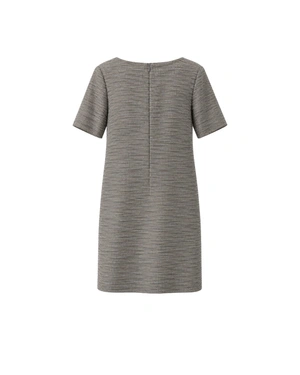 Beige and brown women's dress in FSC-certified rayon with linen and a metallic finish | Dresses - 3