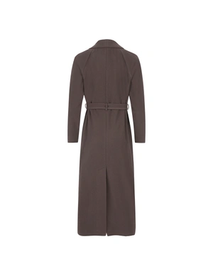 Beige and brown wool coat with a belt | Outerwear - 3