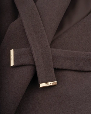 Beige and brown wool coat with a belt | Outerwear - 4