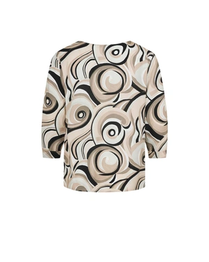 Beige-black blouse made of viscose, with 3/4 sleeves | Blouses and Shirts - 1