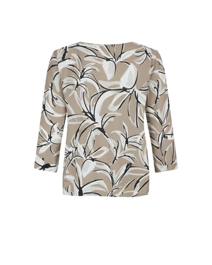 Bež bluza sa apstraktnim printom i 3/4 rukavima | NOVO - 12