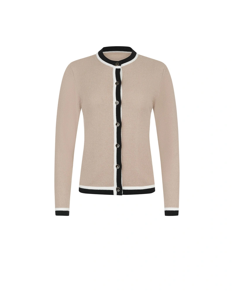 Beige cardigan with contrast trim | Knitwear