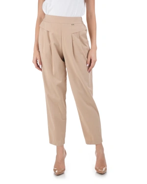 Beige cotton tapered trousers | Trousers - 1