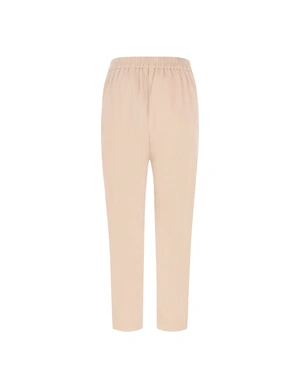 Beige cotton tapered trousers | Trousers - 4