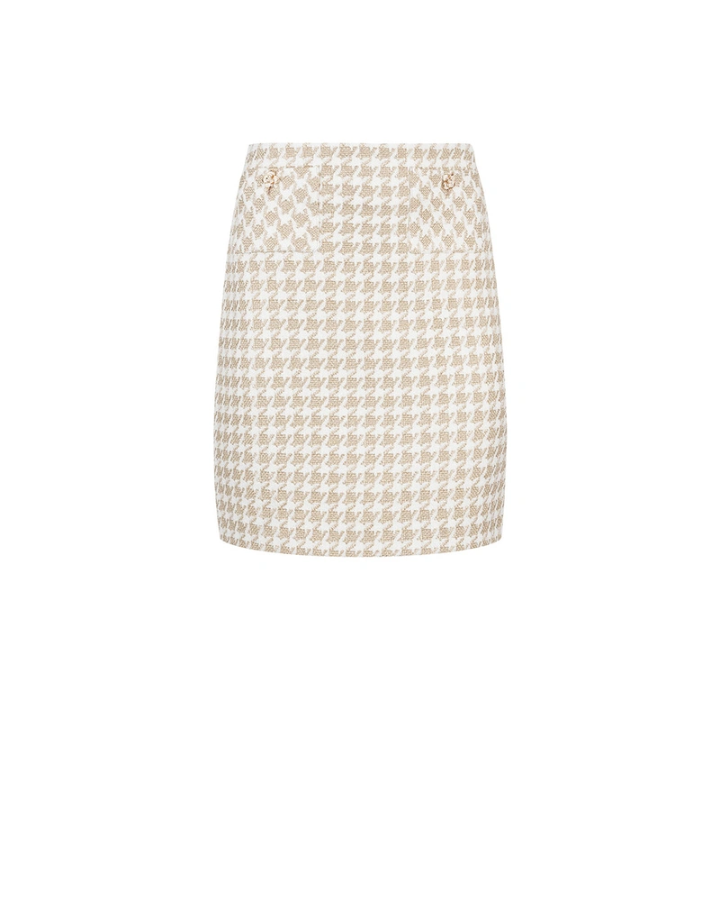 Beige-gold straight tweed skirt | Skirts and Shorts