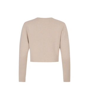 Cardigan bej tricotat pentru femei, cu design minimalist | Cardigane - 4