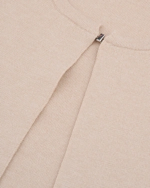 Cardigan bej tricotat pentru femei, cu design minimalist | Cardigane - 5