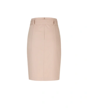 Beige pencil skirt with a belt and a front slit | Skirts and Shorts - 4