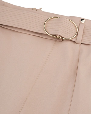 Beige pencil skirt with a belt and a front slit | Skirts and Shorts - 5