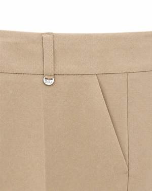 Beige straight-leg trousers in linen and viscose | Trousers - 3