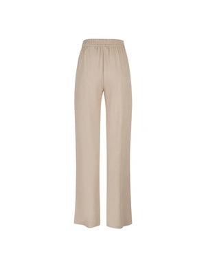 Beige wide-leg trousers in a linen blend | Trousers - 3