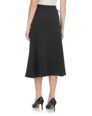 Black A-line midi skirt with double-breasted fastening | Skirts and Shorts - 2
