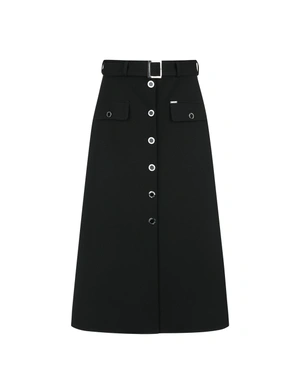 Black A-line skirt with below-the-knee length | Skirts - 5