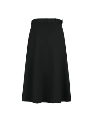 Black A-line skirt with below-the-knee length | Skirts - 6