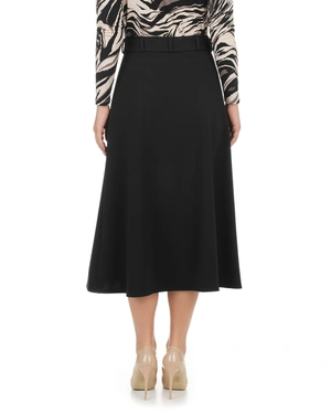 Black A-line skirt with below-the-knee length | Skirts - 11