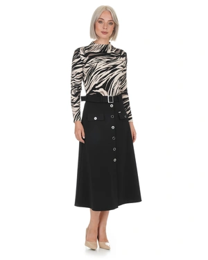 Black A-line skirt with below-the-knee length | Skirts - 12