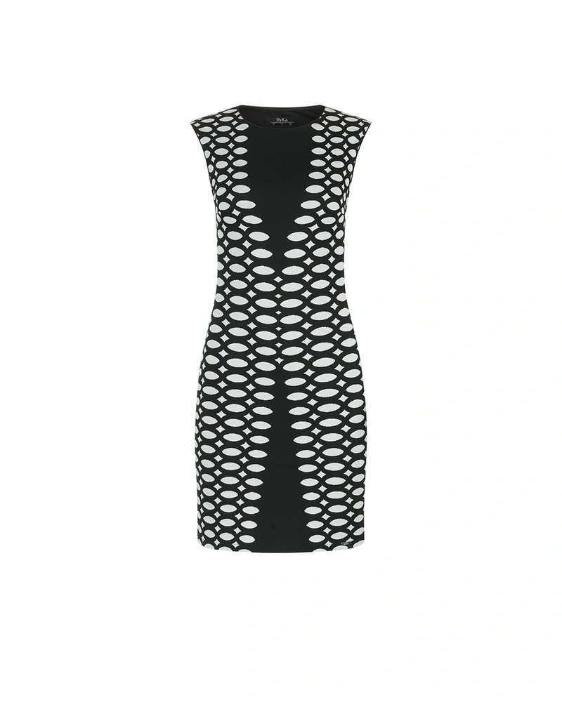 Black and white jacquard dress with details | All products