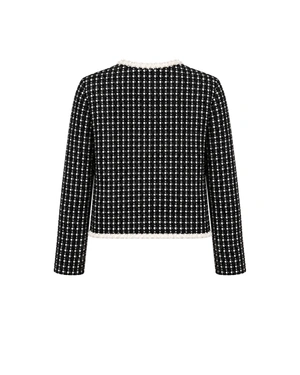 Veste en tweed noir et blanc avec liseré contrastant | Vestes et Blazers - 3