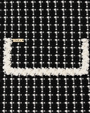 Veste en tweed noir et blanc avec liseré contrastant | Vestes et Blazers - 4