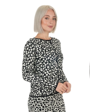 Black-beige cardigan with geometric print | Knit and Cardigans - 12