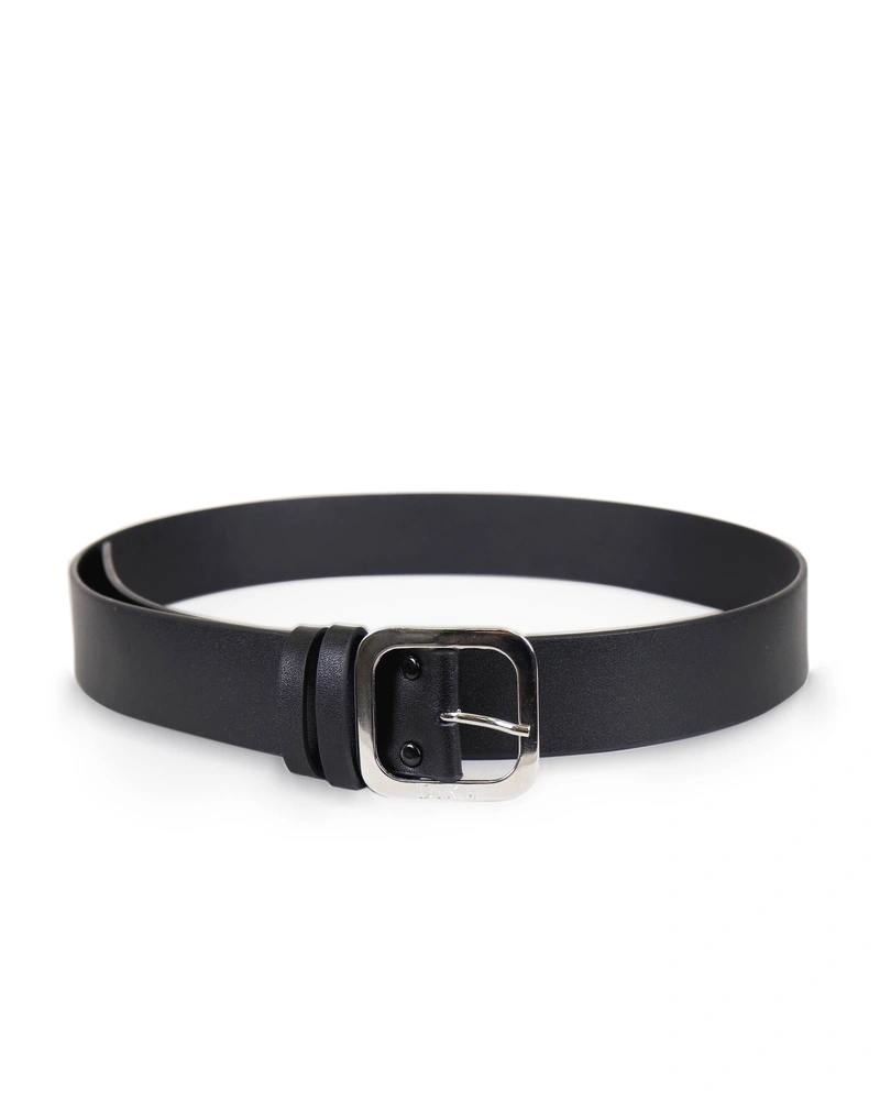 Black belt, silver buckle, 3 cm wide | Belts