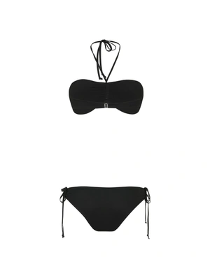 Costum de baie negru cu fire argintii, din doua piese | COLECTIE DE VARĂ OUTLET - 1
