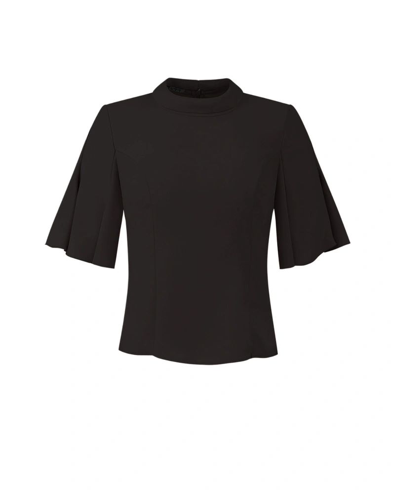 Black blouse with voluminous 3/4 sleeve | Business