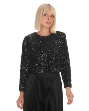 Black bolero jacket with delicate shimmering sequins | Jackets - 2