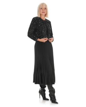 Black bolero jacket with delicate shimmering sequins | Jackets - 3