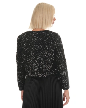Black bolero jacket with delicate shimmering sequins | Jackets - 4