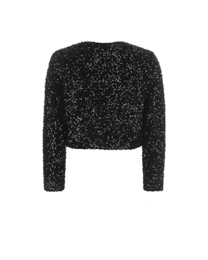 Black bolero jacket with delicate shimmering sequins | Jackets - 5