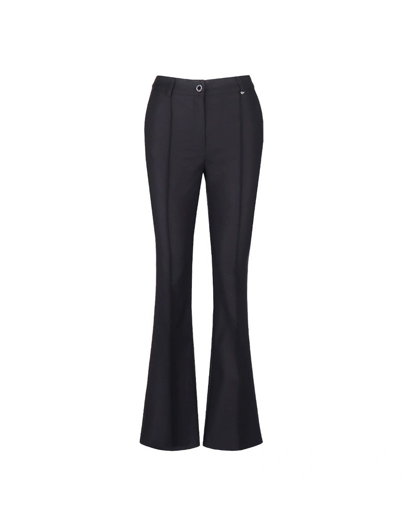 Pantaloni negri bootcut cu bumbac | Pantaloni