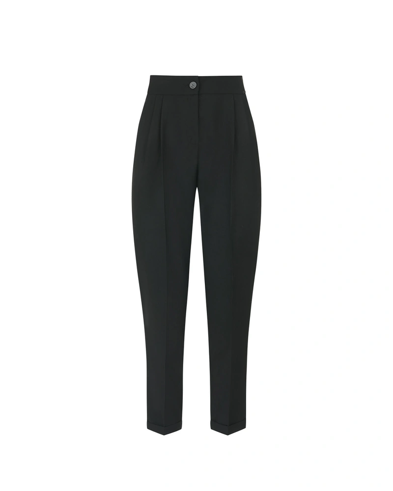 Crne poslovne pantalone od čiste runske vune | Pantalone i Helanke