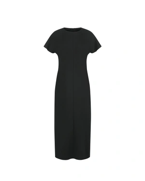 Black classic dress with short dropped sleeve and below-the-knee length | Dresses and Jumpsuits | Dika.test Black classic dress with short dropped sleeve and below-the-knee length | Dresses and Jumpsuits