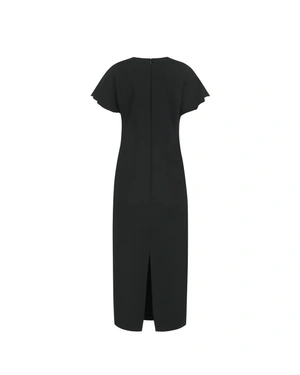 Black classic dress with short dropped sleeve and below-the-knee length | Dresses and Jumpsuits | Dika.test - 1 Black classic dress with short dropped sleeve and below-the-knee length | Dresses and Jumpsuits - 1