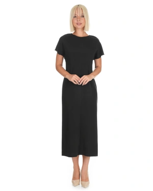 Black classic dress with short dropped sleeve and below-the-knee length | Dresses and Jumpsuits | Dika.test - 3 Black classic dress with short dropped sleeve and below-the-knee length | Dresses and Jumpsuits - 3