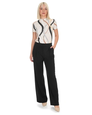 Black cropped trousers with crease and straight leg | Trousers and Leggings - 5