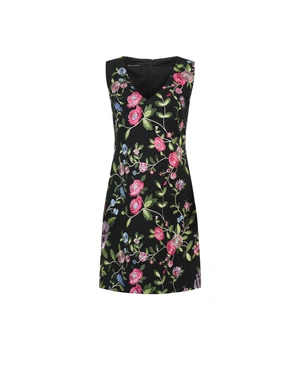 Black dress with colorful floral embroidery | Dresses - 6