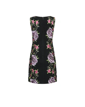 Black dress with colorful floral embroidery | Dresses - 7