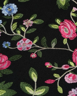 Black dress with colorful floral embroidery | Dresses - 8