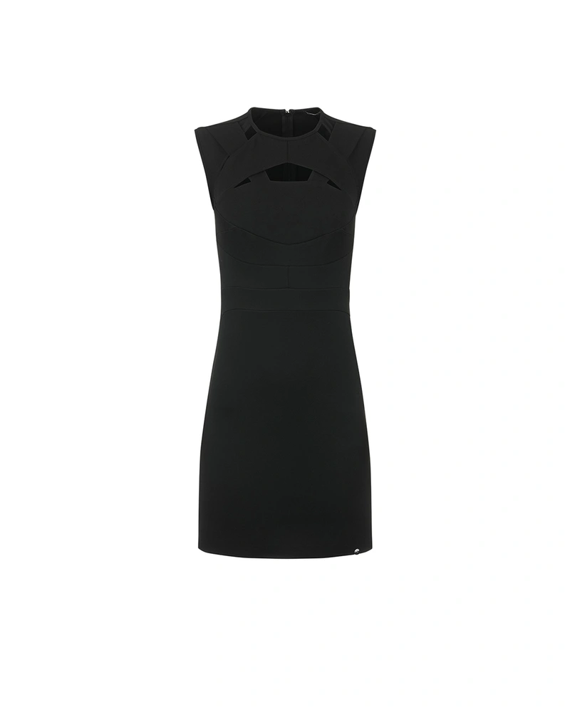 Black dress with striking cutouts at the neckline area | Dresses and Jumpsuits