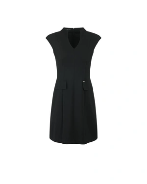 Black dress with V-neckline and a figure-shaping silhouette | Dresses - 6