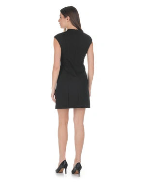 Black dress with V-neckline and a figure-shaping silhouette | Dresses - 8
