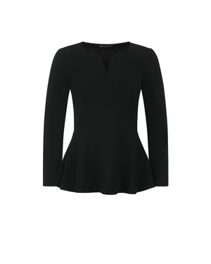Black elegant blouse with peplum effect and V-neckline | All products | Dika.rs Black elegant blouse with peplum effect and V-neckline | All products