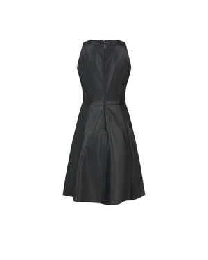 Black faux leather dress with interlaced straps | Dresses - 7