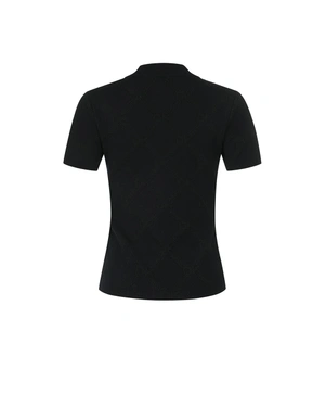 Black fine sweater with short sleeves, crew neckline and regular fit | Knitwear - 4