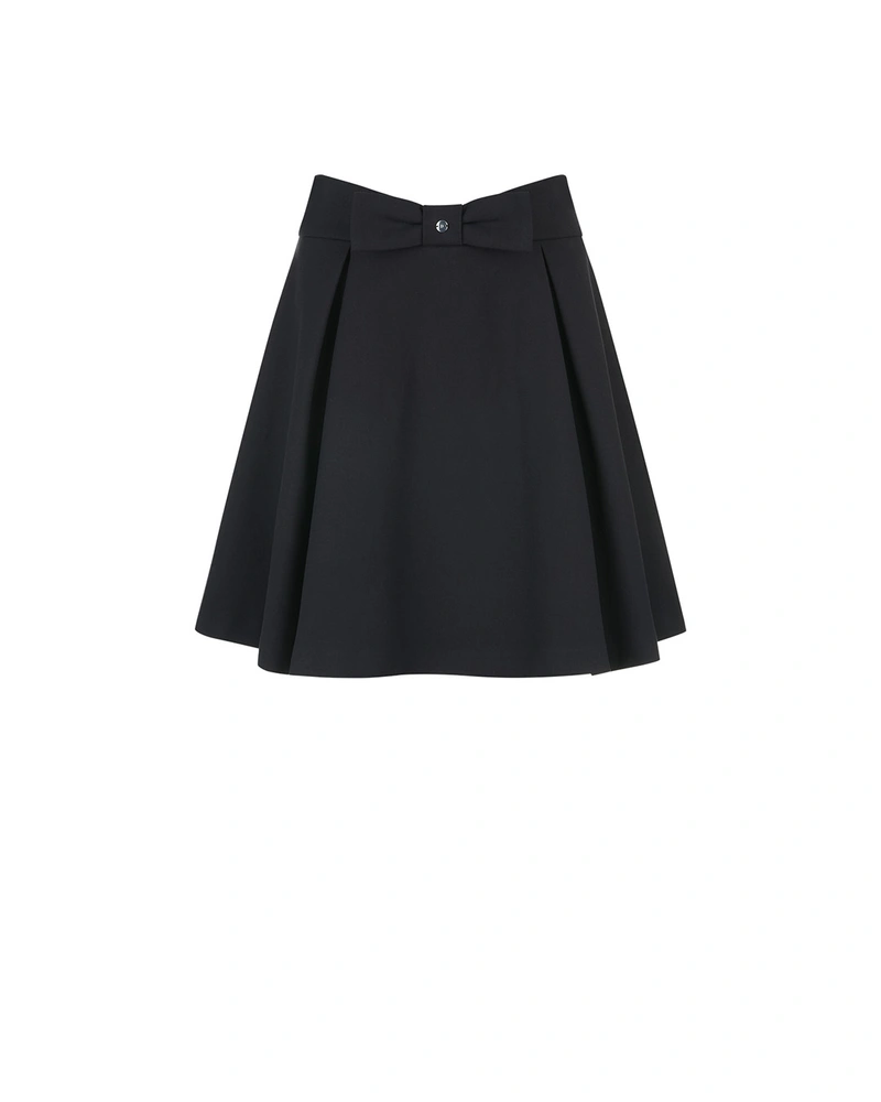 Jupe évasée noire à taille haute avec nœud | Jupes